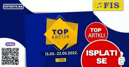 Fis TOP akcija za TOP artikle donosi nam odlične cijene tekstila, namjes3taja, bijele tehnike. Na sniženju su i bazeni i sudoperi za kuhinju.