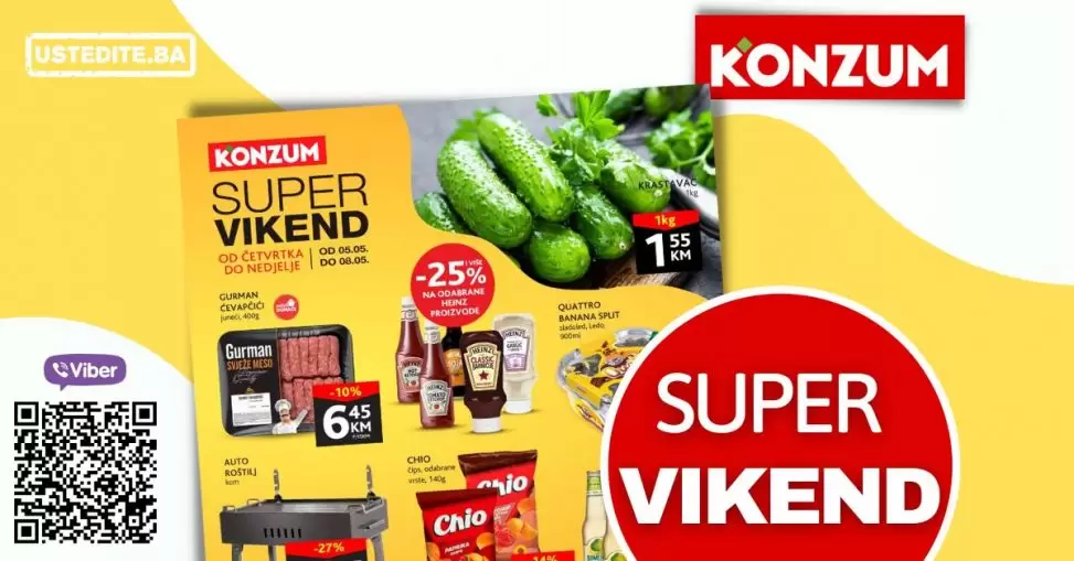 Konzum vikend akcija donosi nam snizenje rostilja, mesa za rostilj, heinz asortimana! Ustedite novac