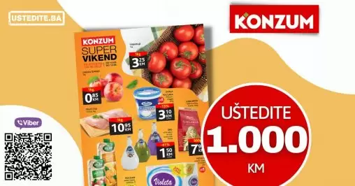 Konzum vikend akcija 12-15.05.2022. godine! Uštedite ovog vikenda 1.000 KM!