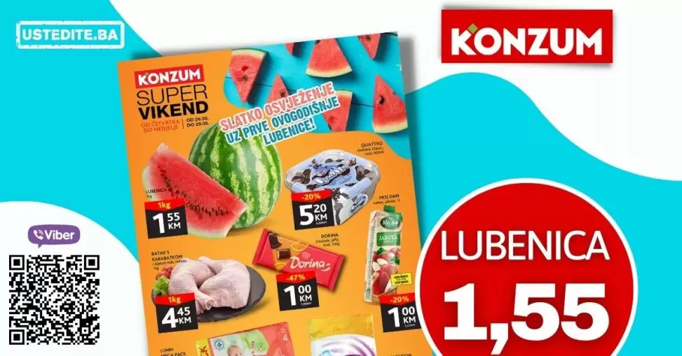 Konzum vikend akcija donosi nam popuste i do 50%! Iskoristite i uštedite novac! Konzum vikend akcija 26-29.05.2022. godine