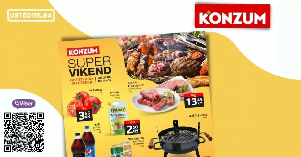 Konzum vikend akcija donosi nam snizene cijene na odjelu prehrane.