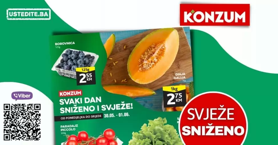 Konzum super akcija za početak sedmice 30.05-01.06.2022. godine