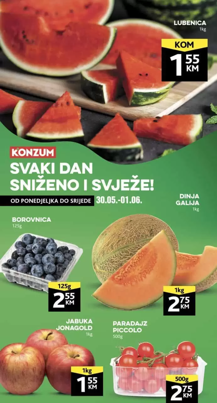 Konzum super akcija za početak sedmice 30.05-01.06.2022. godine