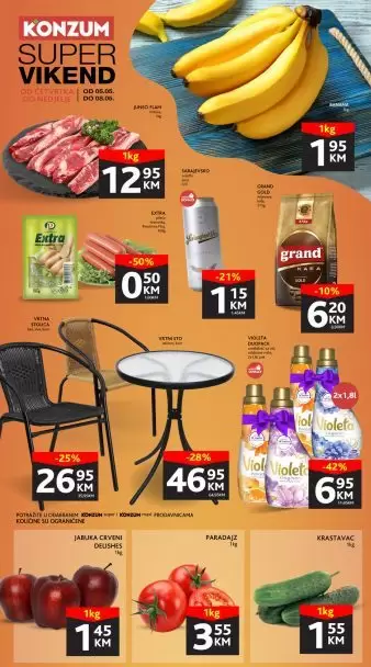 Konzum vikend akcija donosi nam popuste i do 50% na hrani! Kupujte prehrambene proizvode po sniženim cijenama! Uživajte u pogodnostima koje nam donosi Konzum katalog!