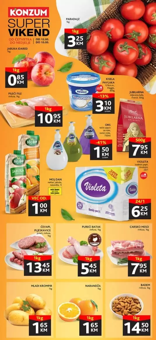 Konzum vikend akcija 12-15.05.2022. godine! Uštedite ovog vikenda 1.000 KM! 