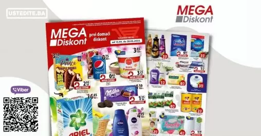 Mega Diskont kataloska akcija donosi nam sjajne akcijske cjene! Posjetite Mega Diskont prodavnice i uzivajte u snizenjima!