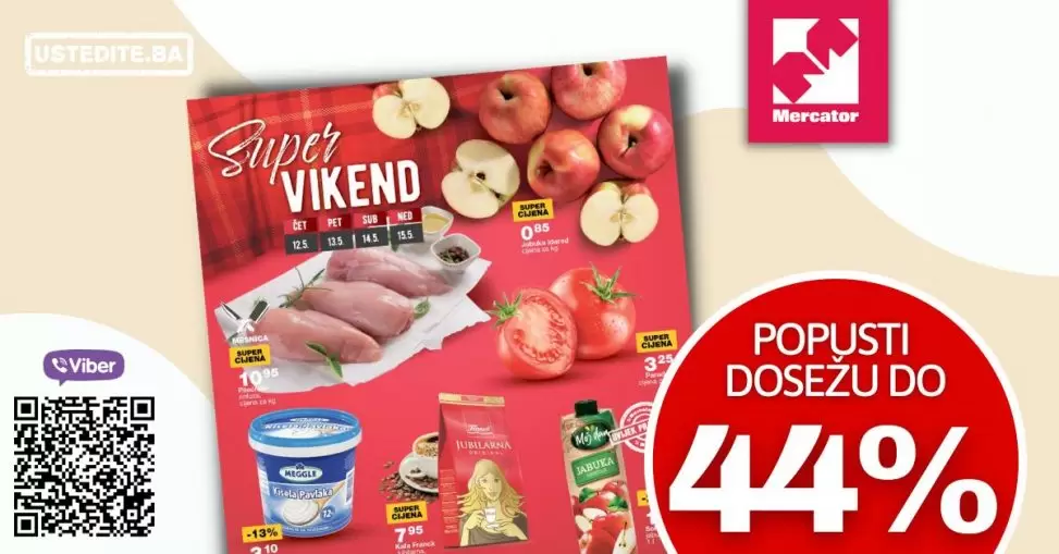 Mercator vikend akcija donosi nam popuste i do 44%! Pogledajte Mercator katalog i uštedite novac!