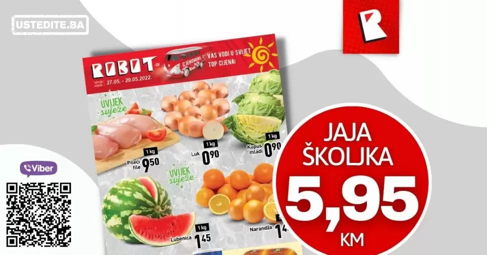 Robot vikend akcija donsi nam najniže cijene prehrambenih proizvoda. Na sniženju su i Violeta pelene double care!