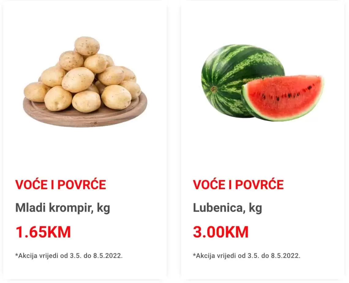 Bingo akcijske cijene na odjelu voca i povrca! Lubenica akcijska cijena 3 KM!