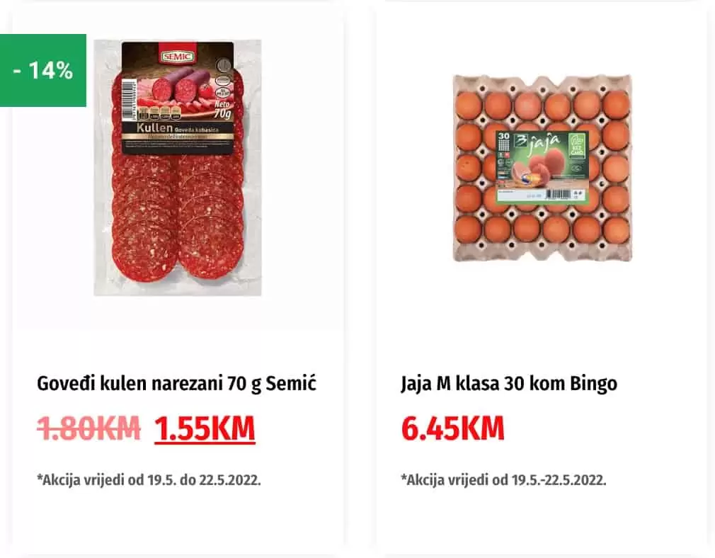 Bingo super snizenje hrane, licne higijene i kucne hemije.