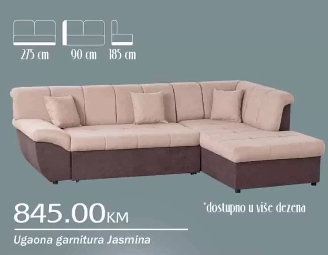 U Bingo prodavnicama pronadjite ugaonu garnituru u dvije boje bez i smedjoj.