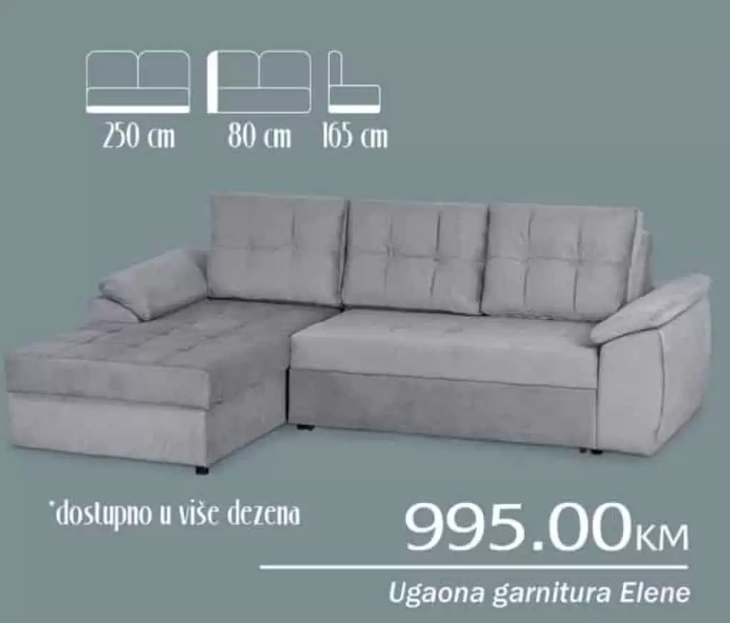 Bingo ugaoona garnitra u sivoj boji, akcijska cijena 995 KM!