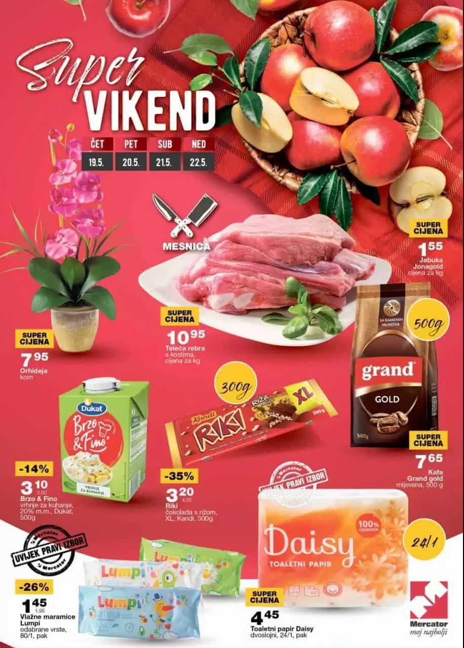 Mercator vikend akcija donosi nam popuste i do 49%! Posjetite Mercator prodavnice i ostvarite znacajne ustede!