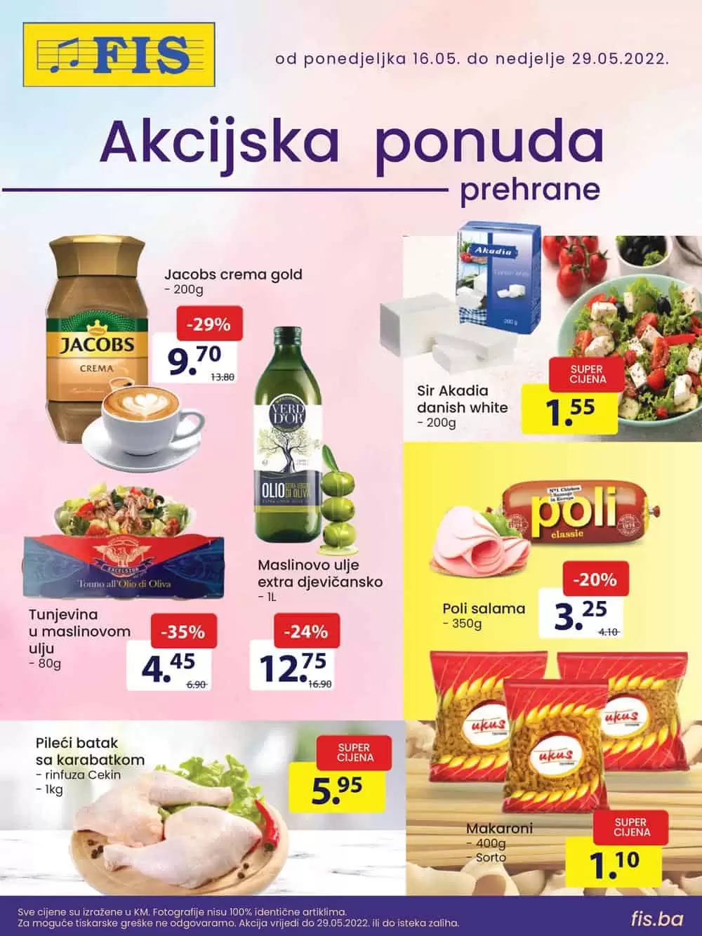 FIS akcijska ponuda na odjelu prehrane i hemije donosi nam sjajne akcijske cijene! Ustedite novac kupujuci prehrambene proizvode i kucnu hemiju.