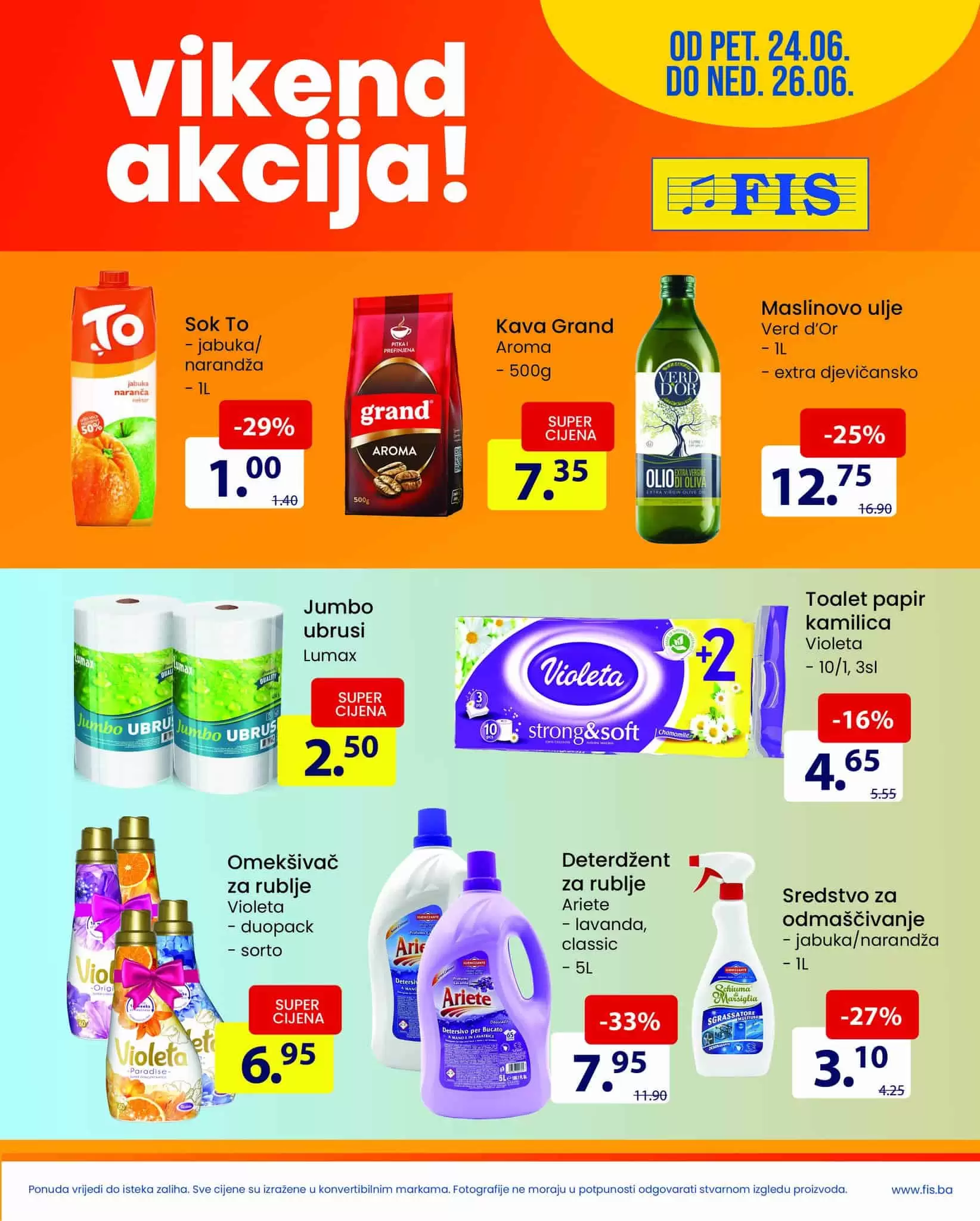 Fis vikend akcija donosi nam snižene cijene maslinovog ulja, kafe, toalet papira