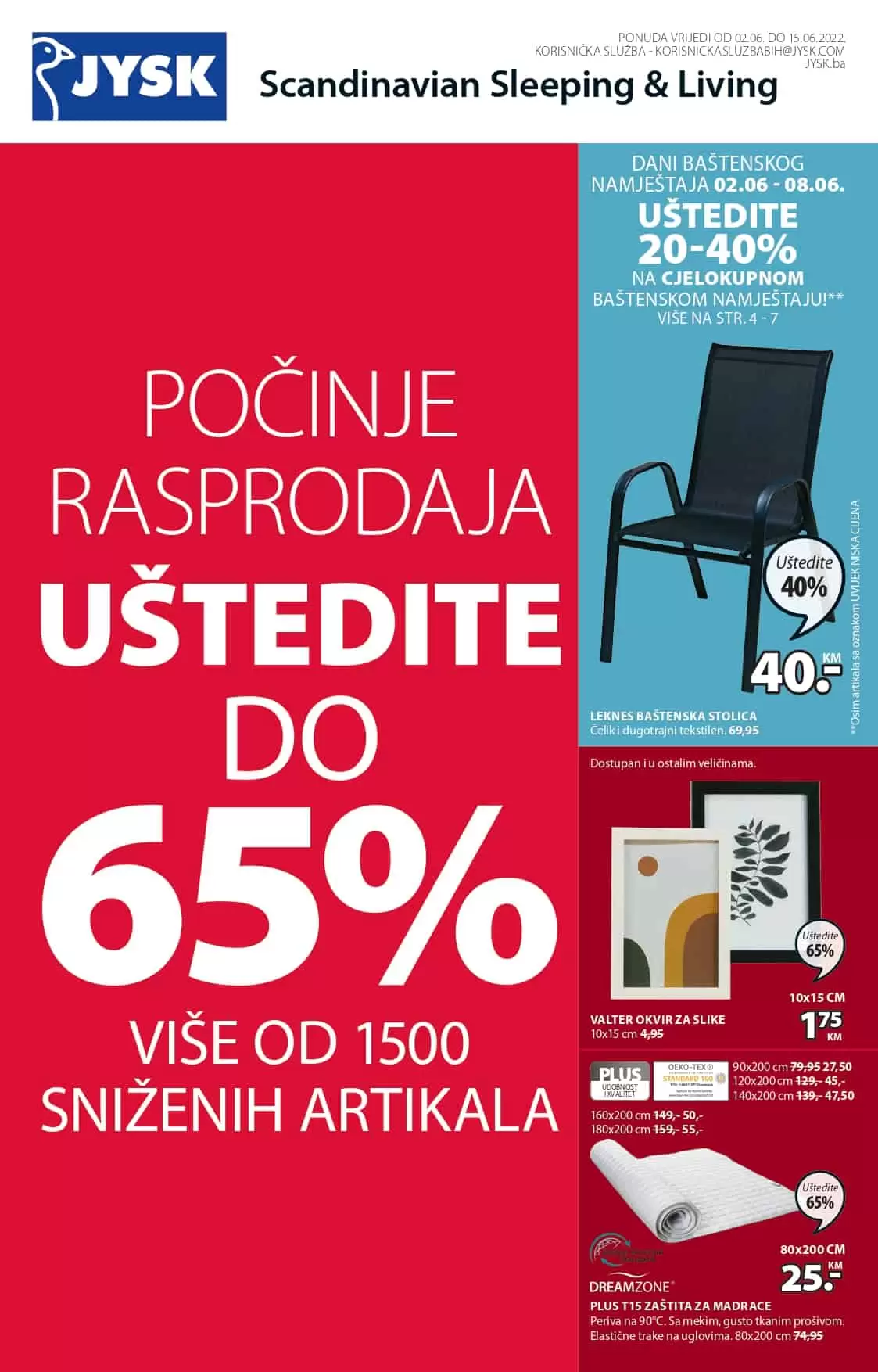Počinje velika JYSK RAPRODAJA! Uštedie i do 65%! JYSK akcijski katalog 02-15.06.2022. godine