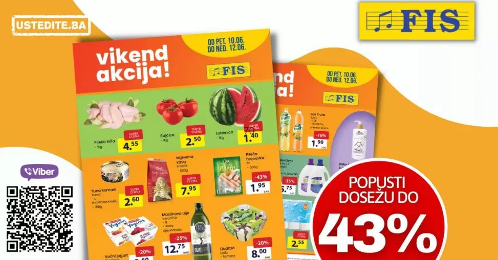 Nova Fis vikend akcija donosi nam velika sniženja prehrane! Fis vikend akcija JUNI 2022 ▷【POPUSTI do 43%】10-12.06.2022.