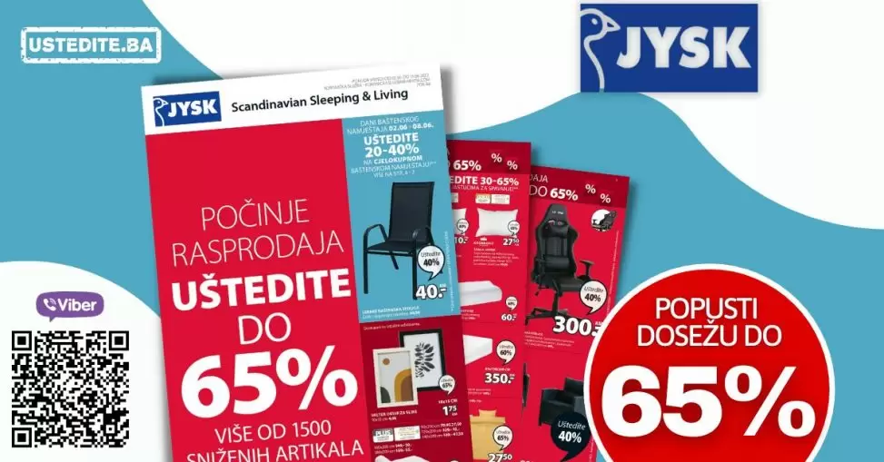 Počinje velika JYSK RAPRODAJA! Uštedie i do 65%! JYSK akcijski katalog 02-15.06.2022. godine