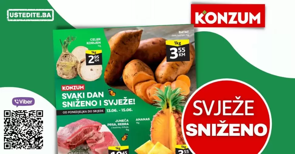 Konzum katalog svjeza ponuda donosi nam niske cijene voca, povrca, i svjezeg mesa!