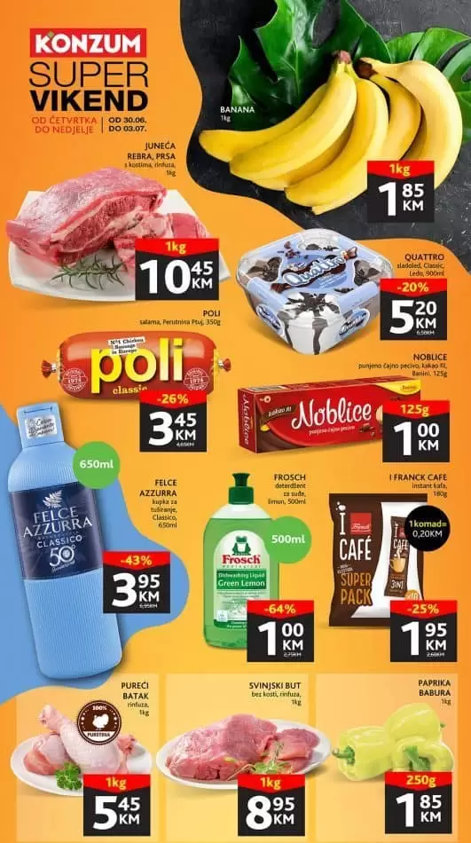 Konzum vikend akcija JULI 2022▷【POPUSTI do 64%】katalog snizenja do 03.07.2022.