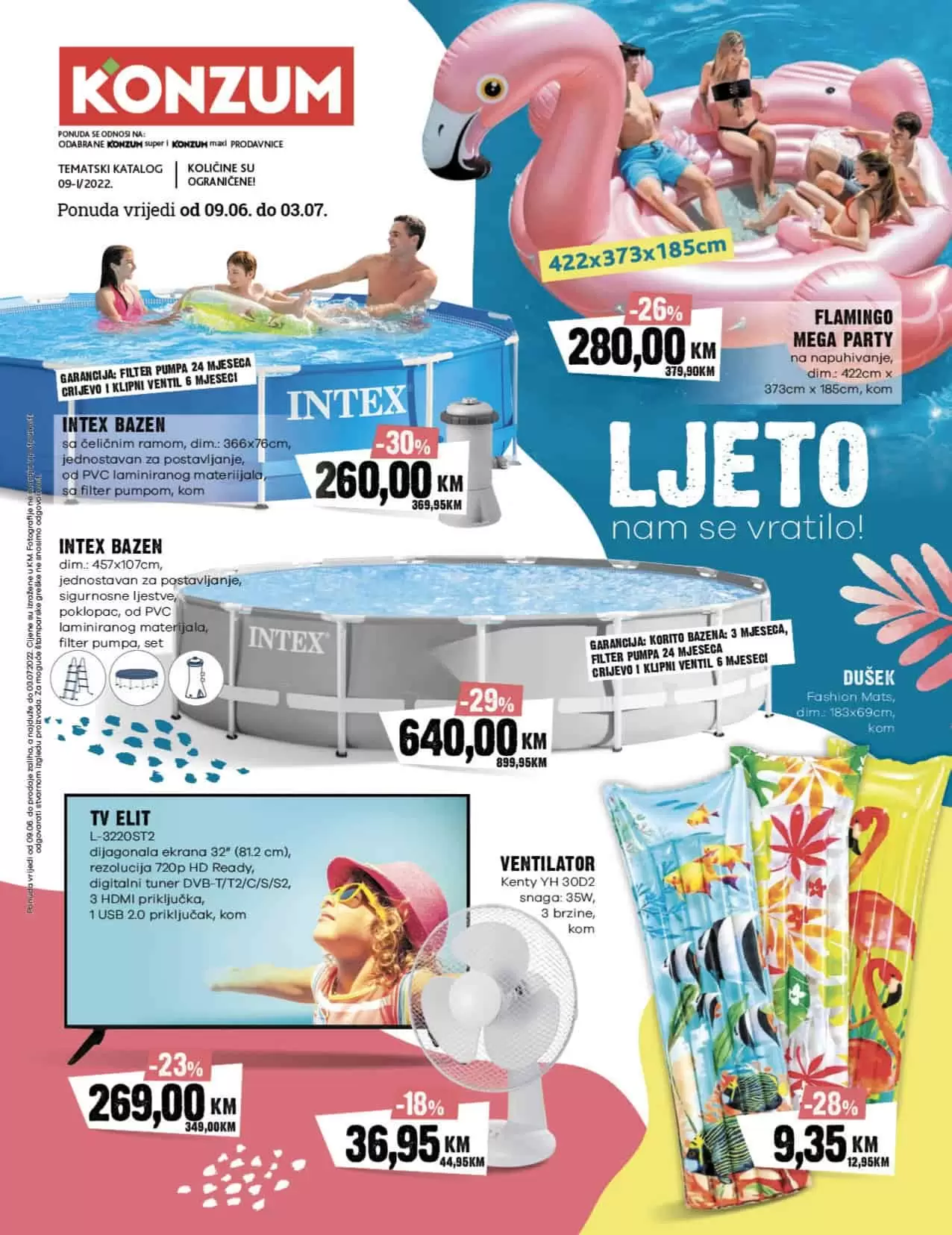 Konzum katalog ▷【Ljeto nam se vratilo】JUNI 2022 U Pronadjite akcija~sniženja bazeni, dusek na napuhivanje, bastenski/vrtni namjestaj..