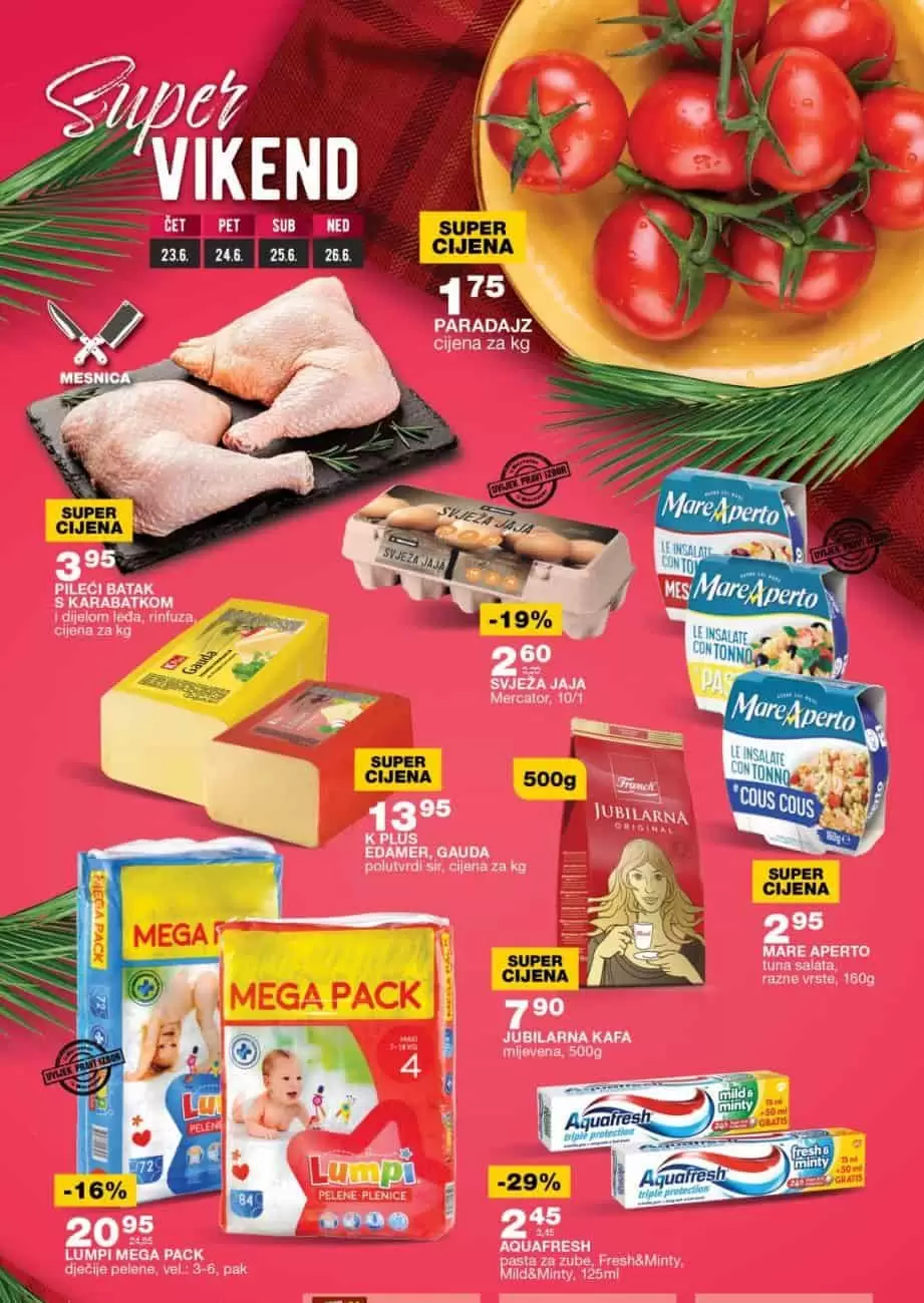 Mercator vikend akcija SUPER SNIZENJA katalog akcija do 26.06.2022.