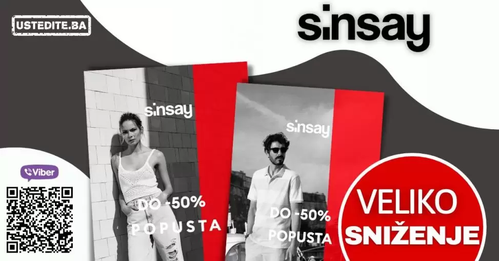 Sinsay veliko sniženje! Ostvarite do 50% popusta na odabrani Sinsay asortiman!