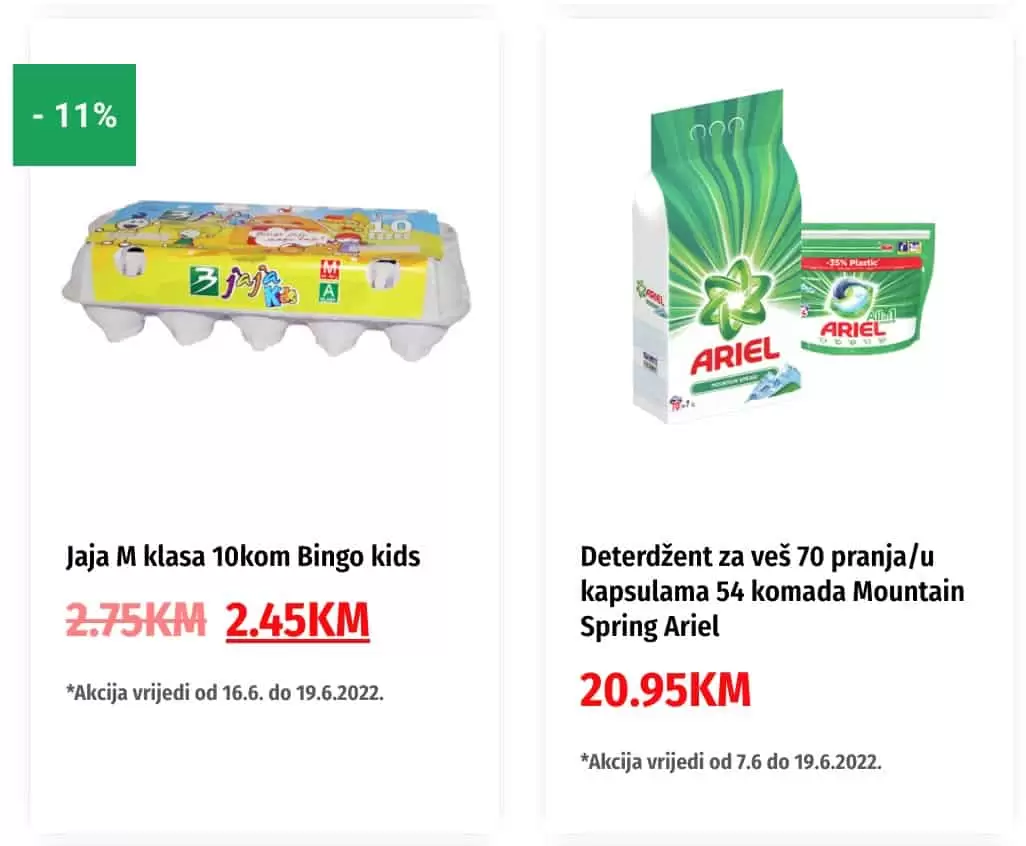 Bingo katalog donosi nam super akciju snizenja hrane, svjezeg mesa, gotovih jela, svjezih peciva sa odjela pekare