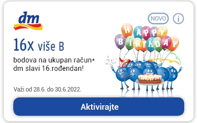dm KUPONI Ostvarite rođendanske pogodnosti JUNI 2022 SUPER UŠTEDA do 30.06.2022.  