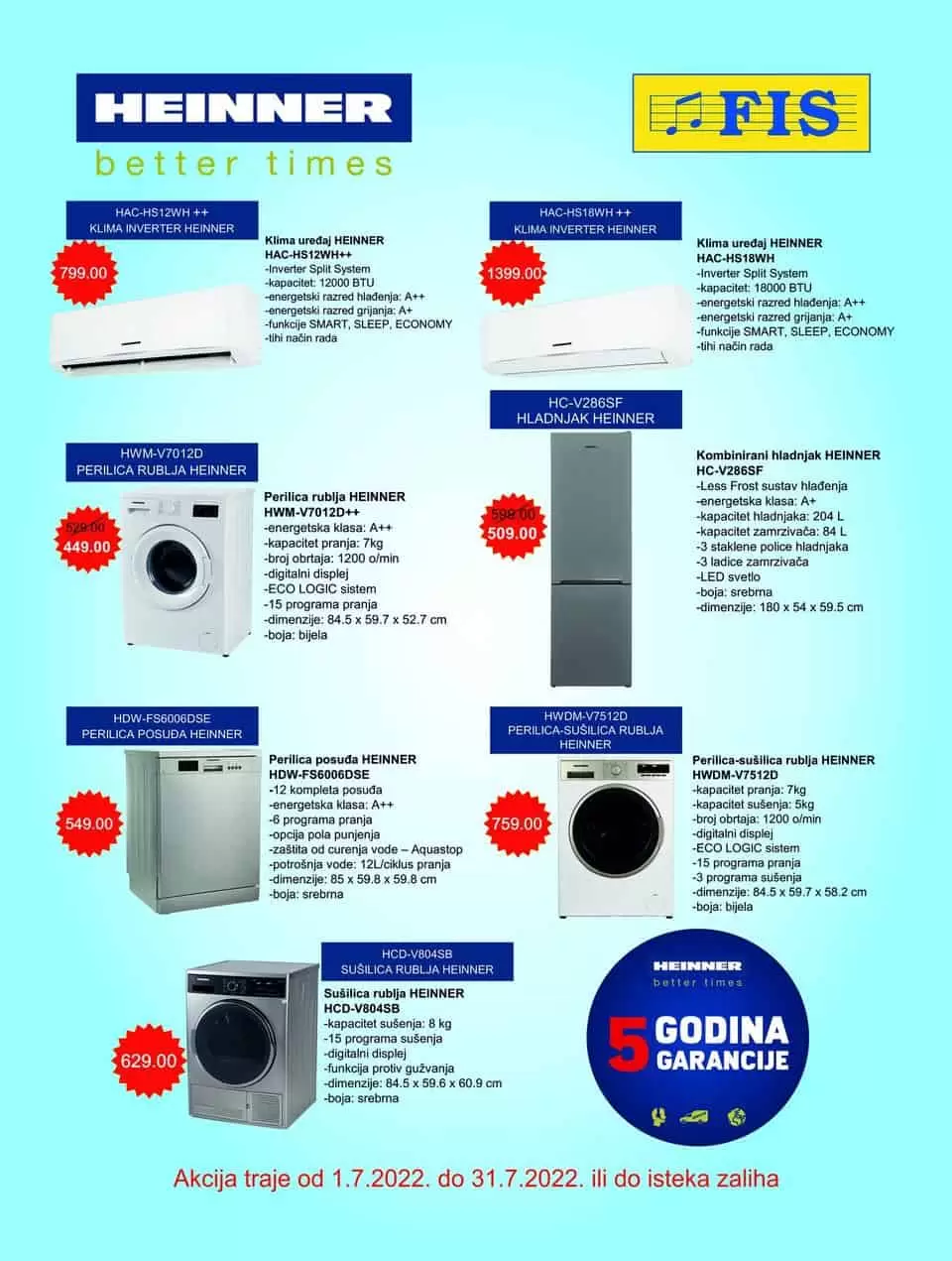 Fis katalog Tehnika HEINNER AKCIJA juli 2022 sniženje do 31.07.2022. 