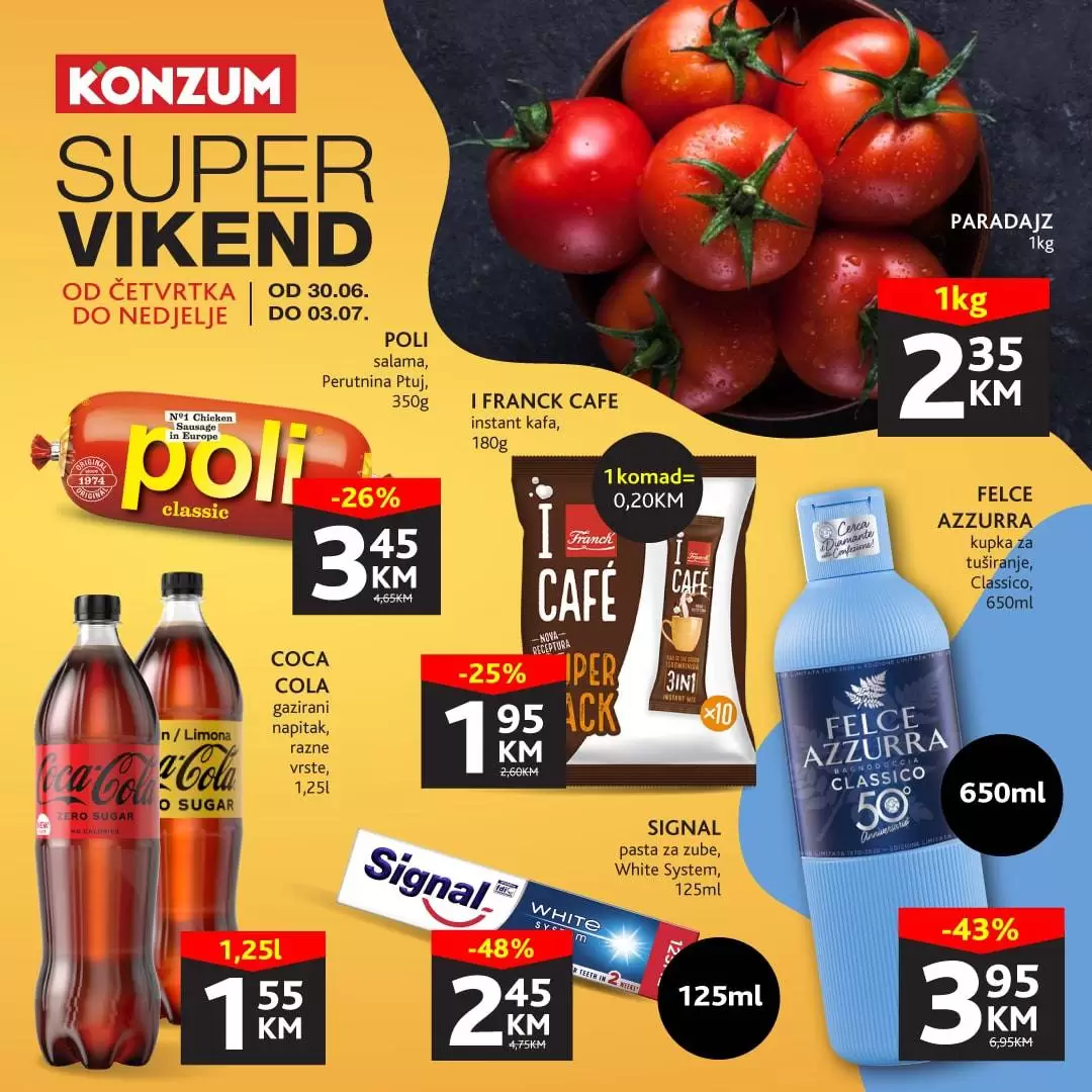 Konzum SUPER VIKEND donosi nam SUPER CIJENE akcija traje do 03.07.2022.