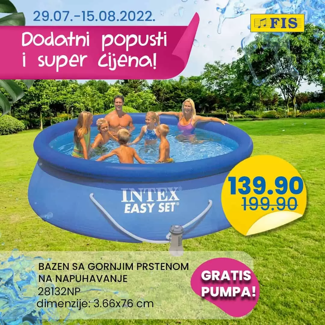 Fis sniženje BAZENA! Super akcija traje do 15.8.2022.