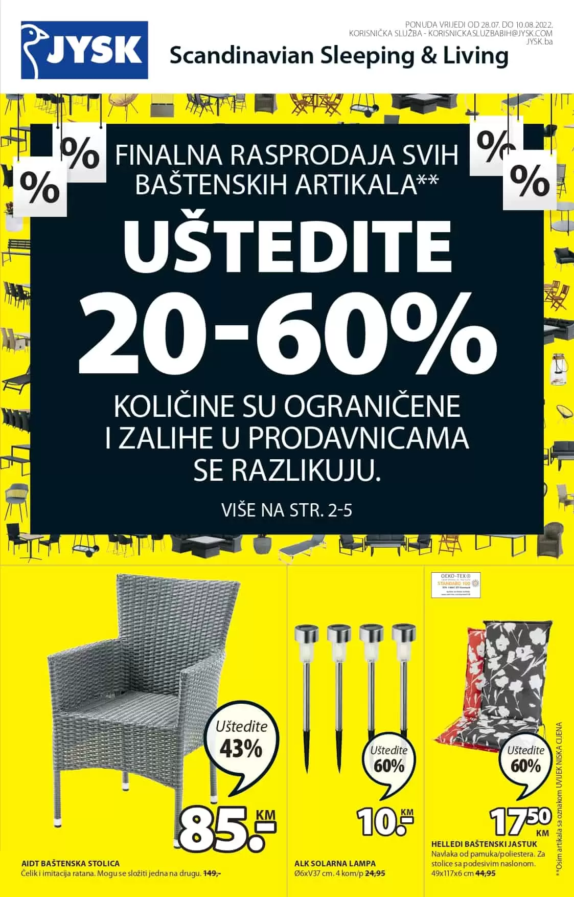 JYSK akcijski katalog 28.7-10.8.2022. letak snizenja JULI/AVGUST 2022.