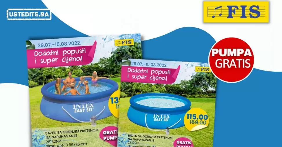 Fis sniženje BAZENA! Super akcija traje do 15.8.2022.