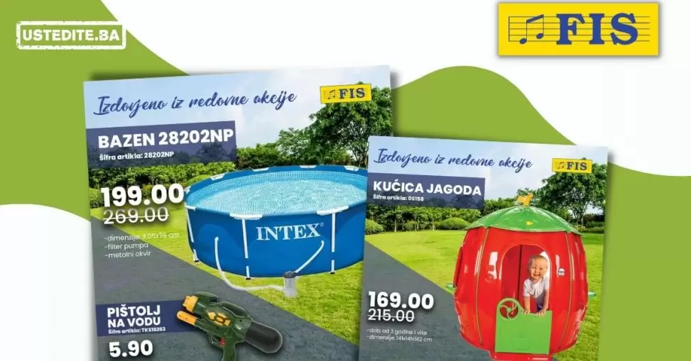 Fis snizenje bazena i igracaka za djecu!