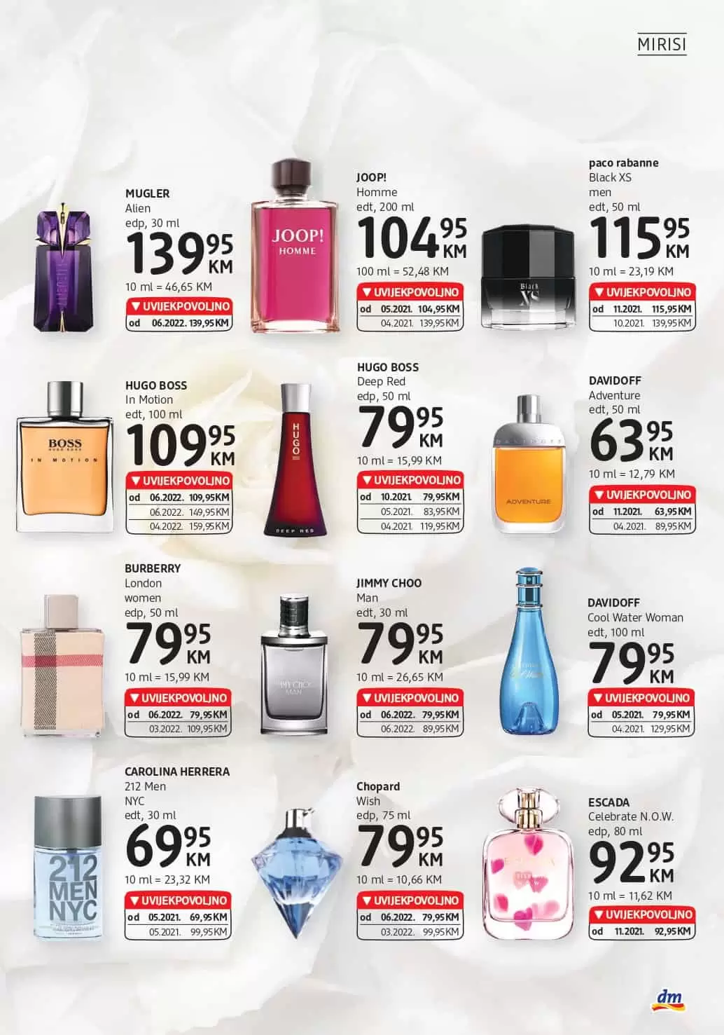 dm katalog Mirisi/PARFEMI AKCIJA SNIZENJE do 07.08.2022.