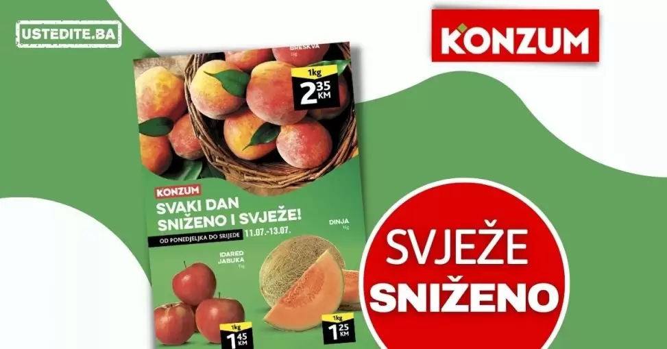 Konzum katalog SVJEŽE i SNIŽENO juli 2022 akcija 11-13.07.2022.