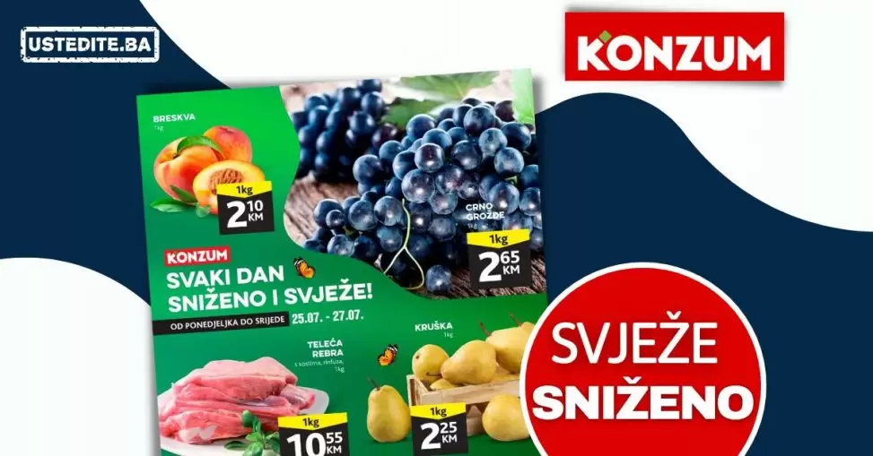 Konzum SVJEZA PONUDA ▷【AKCIJA voce, povrce, svjeze meso】katalog do 27.7.2022.