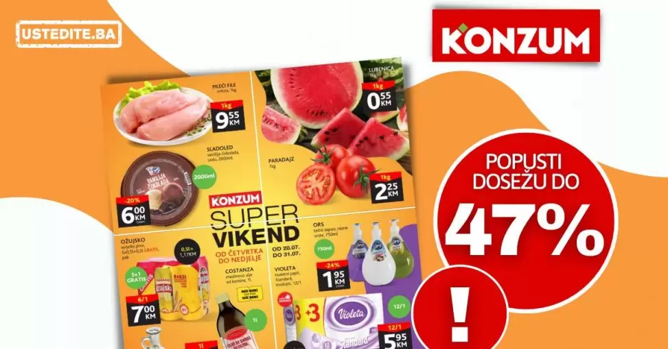 Konzum vikend akcija 29-32.7.2022 ll➤【SNIZENJE do 47%】katalog juli 2022