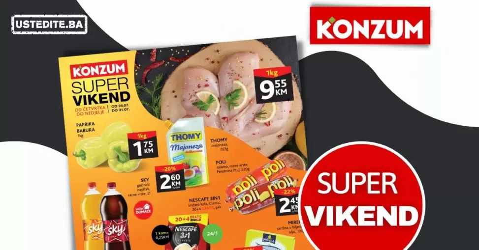 Konzum SUPER VIKEND! Zadnji dan SUPER CIJENA! Katalog sniZenja do 31.7.