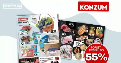 Konzum katalog avgust 2022 【ODLICNA SNIZENJA】! Akcija snizenja 1-14.8.2022.