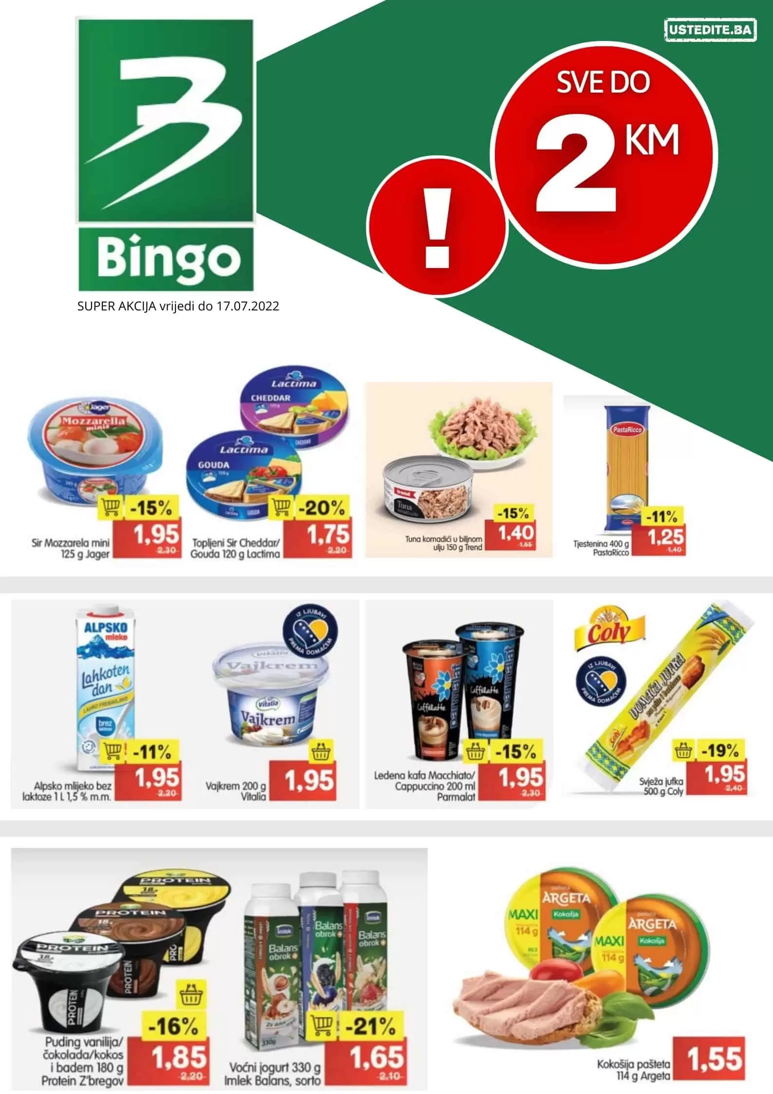 Bingo sniženje SVE DO 2 KM super akcija do 17.07.2022.