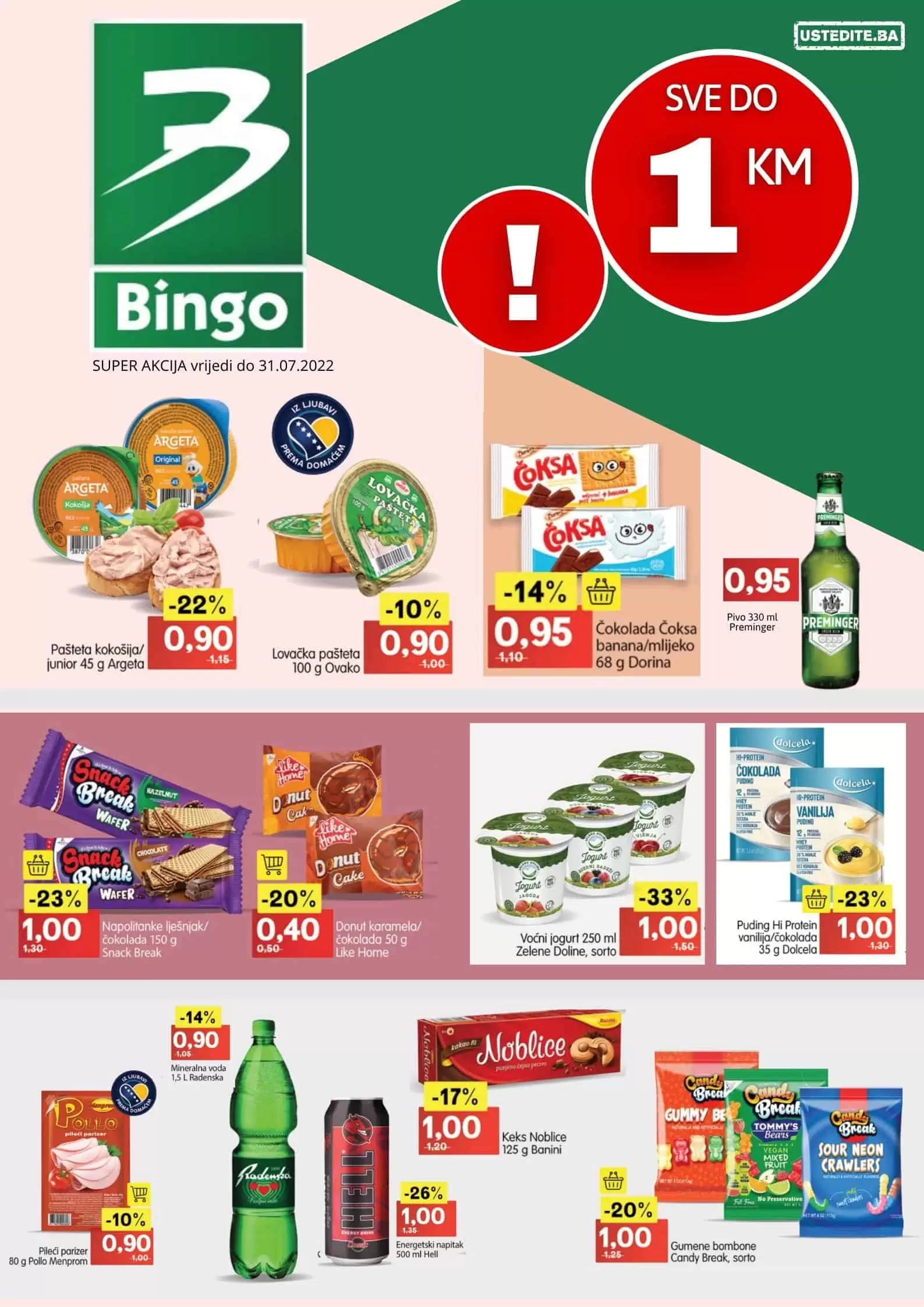 Bingo katalog SVE DO 1 KM akcija sniženja do 31.7.2022.