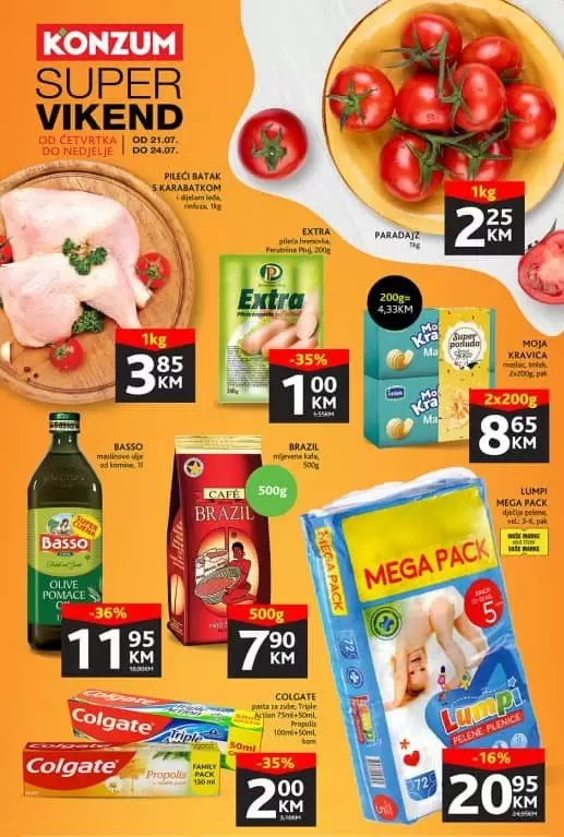 Konzum SUPER VIKEND 21-24.7.2022. akcija sniženja JULI 2022