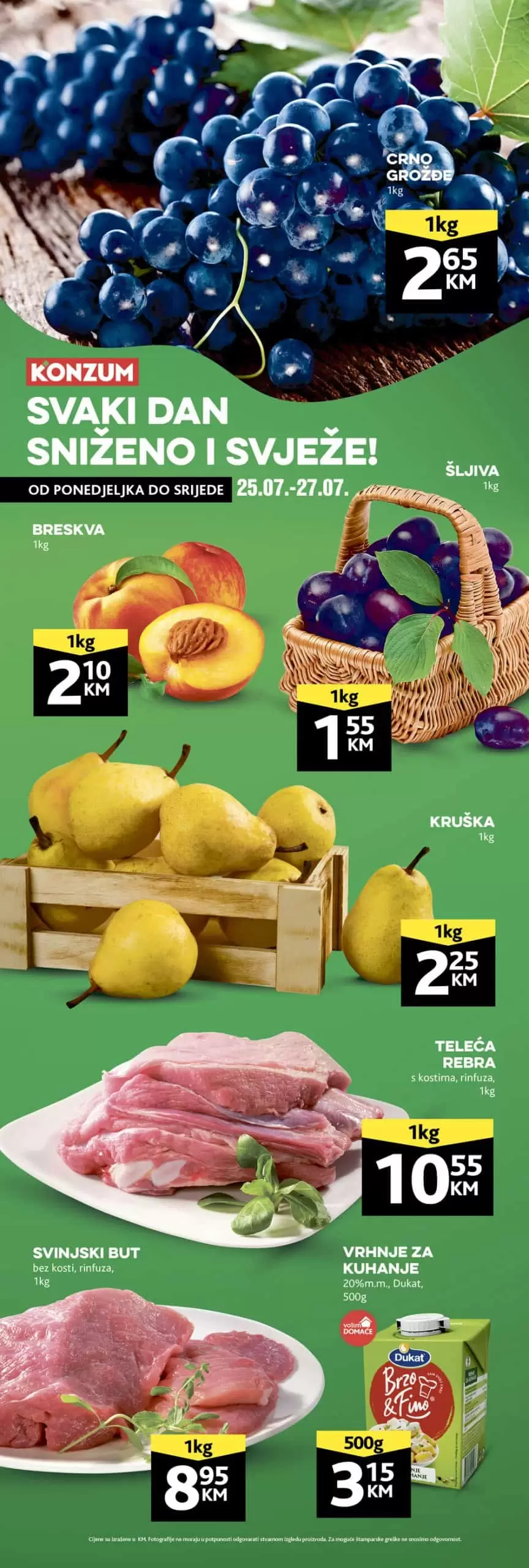 Konzum SVJEZA PONUDA ▷【AKCIJA voce, povrce, svjeze meso】katalog do 27.7.2022.