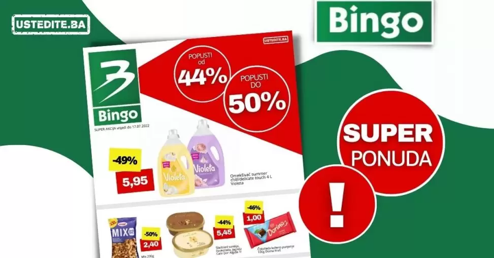 Bingo SUPER AKCIJA【POPUST od 44% do 50%】JULI 2022 katalog sniženja do 17.07.2022.