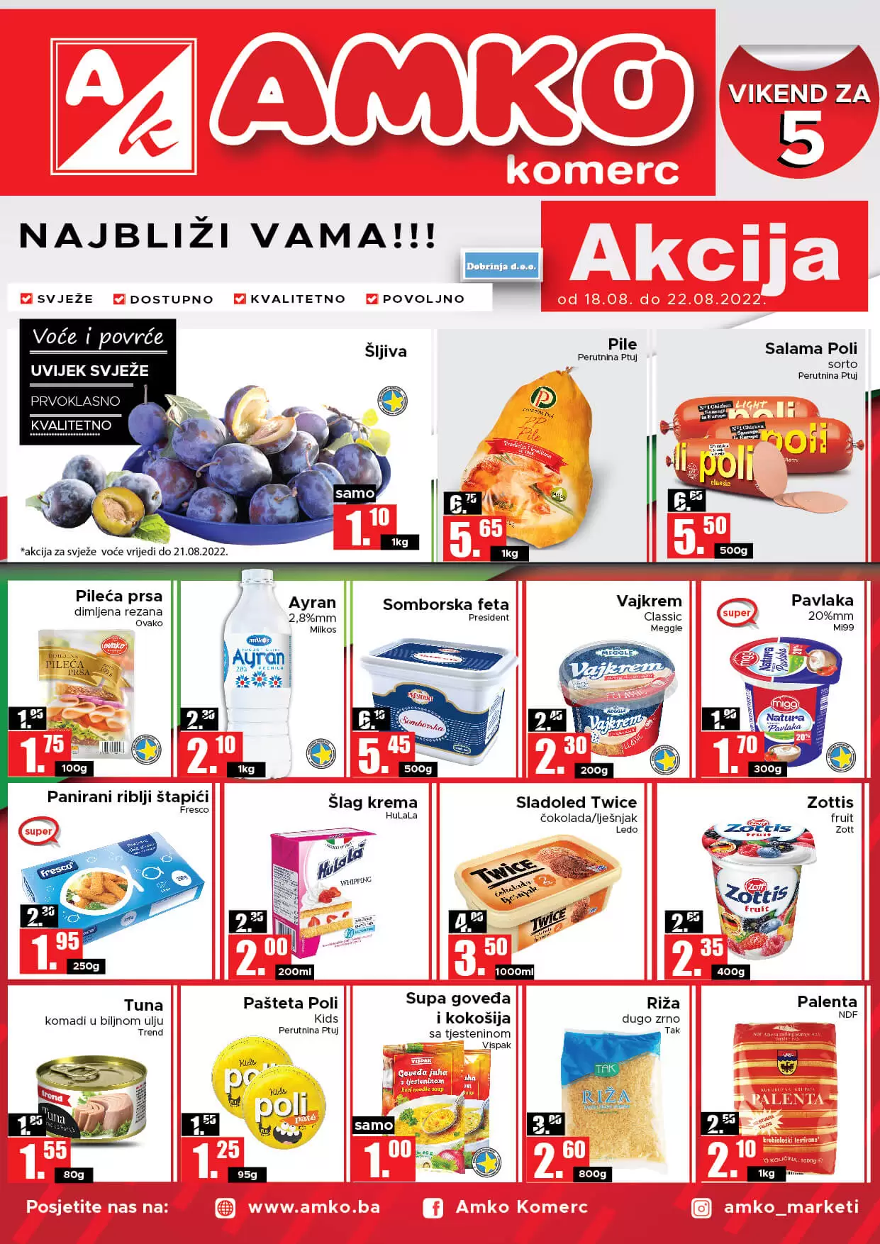 AMKO vikend akcija AVGUST 2022 akcija sniženja 18-22.8.2022.