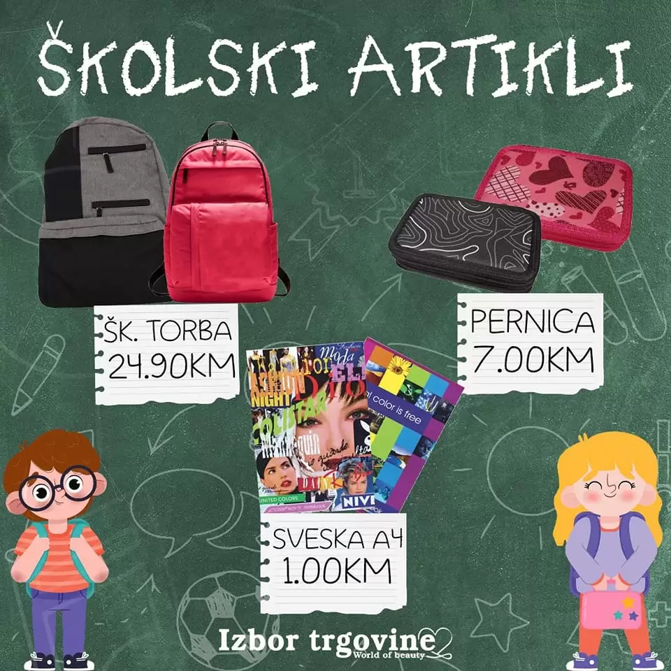 Izbor trgovine ŠKOLSKI PRIBOR avgust 2022 SUPER SNIŽENJE!
