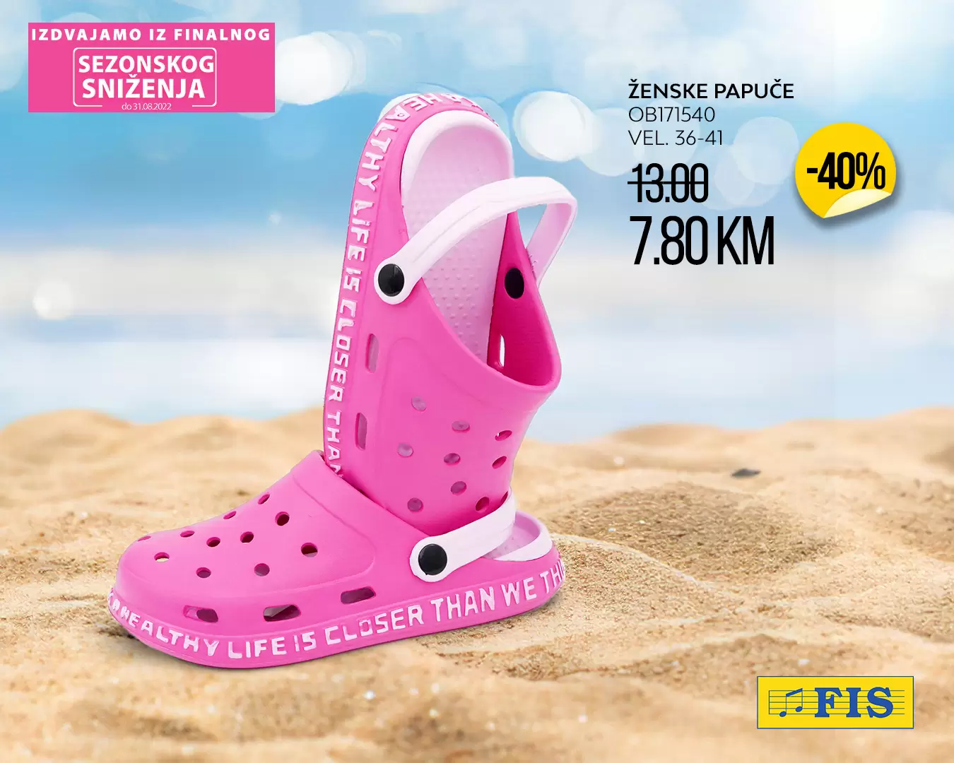 Fis SEZONSKO SNIŽENJE avgust 2022 PAPUČE već od 3,50 KM
