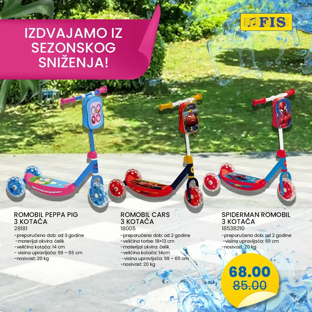 Fis dječiji romobil super akcija SEZONSKO SNIŽENJE do 15.9.2022.